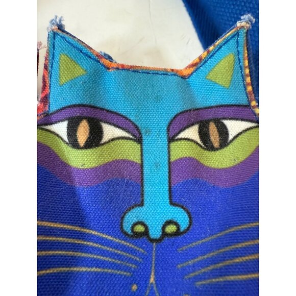 Laurel Burch Colorful Cat Tote Quirky Bag Rainbow Felines Dual Handles Zipper - Picture 15 of 16